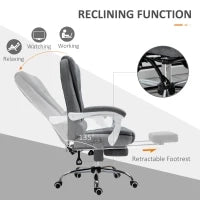 Poltrona da Ufficio con Telecomando e 6 Punti di Massaggio, in Tessuto misto velluto e lino, 67x79x111-121 cm, Grigio
