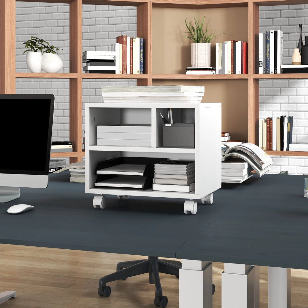 Scrivania con cassettiera ¨C zephmum ¨C bianco 40x30x36 cm
