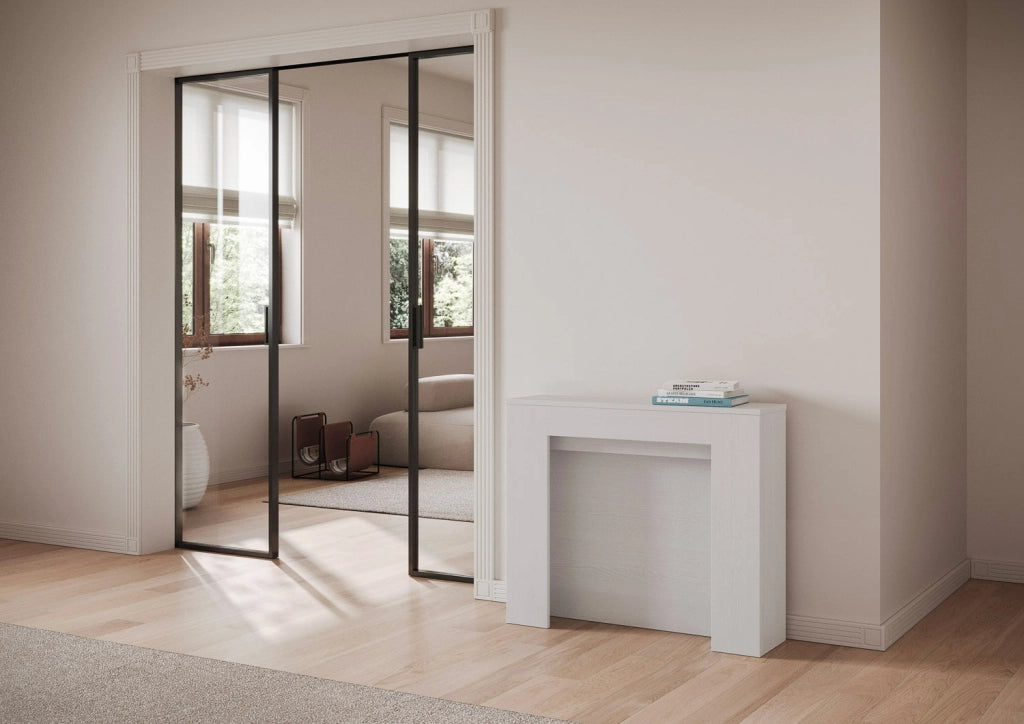 Consolle Allungabile 90x25/211 cm Pannelli in Nobilitato Kiba Bianco Frassino