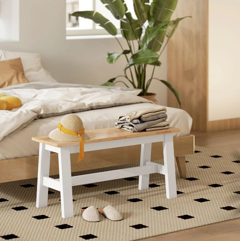 Panca in legno per 2 persone 95 cm effetto rovere bianco