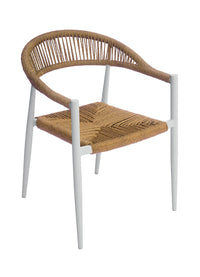 Sedia  da Giardino 56x78x59 cm Milano con Corda Sintetica e Allumino Bianco e Paglia