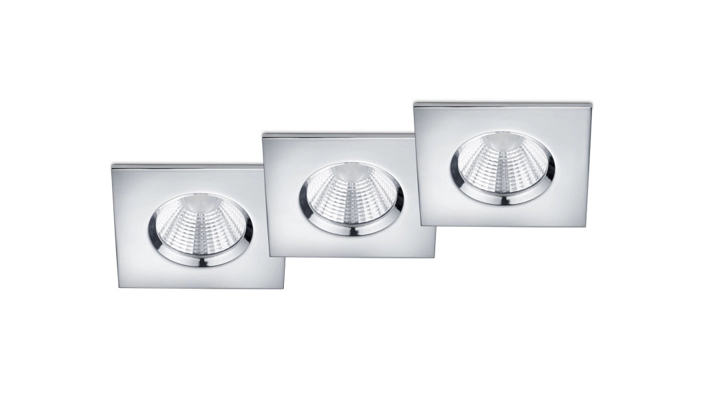 Faretti da Incasso Led Quadrati Dimmerabili Kit 3 pz Cromo Zagros GD Trio