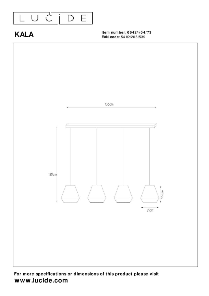 Lampada sospesa KALA 4 luci E14 nero/beige Lucide