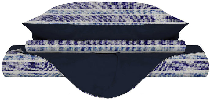 Copripiumino Singolo con Stampa sul Sacco e Federe Doubleface Jeans Stripes