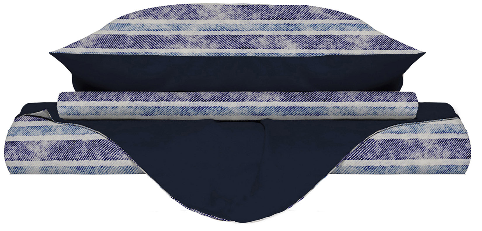 Copripiumino Matrimoniale con Stampa sul Sacco e Federe Doubleface Jeans Stripes