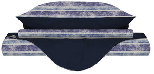 Copripiumino 1 Piazza e Mezzo con Stampa sul Sacco e Federe Doubleface Jeans Stripes