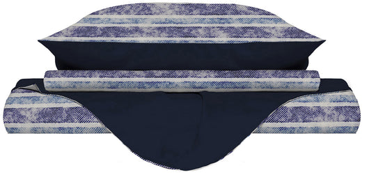 Copripiumino 1 Piazza e Mezzo con Stampa sul Sacco e Federe Doubleface Jeans Stripes