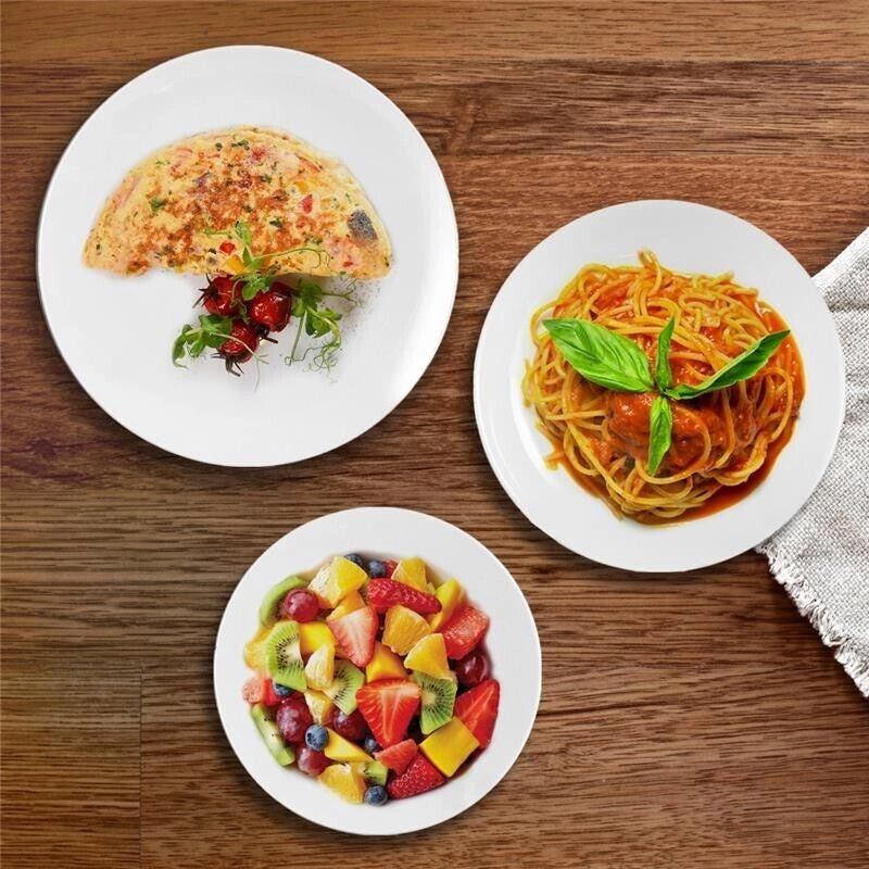 MA MAISON PERLA SET 18 PIATTI BIANCHI IN PORCELLANA 6 PZ PIANI 6 PZ FONDI 6 PZ DA FRUTTA