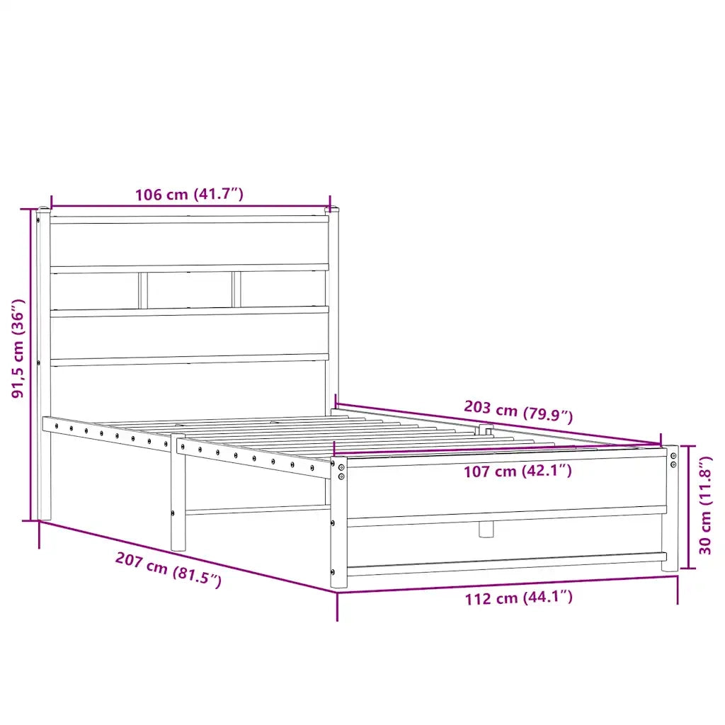 Giroletto senza Materaso in Metallo Rovere Sonoma 107x203 cm 4017268