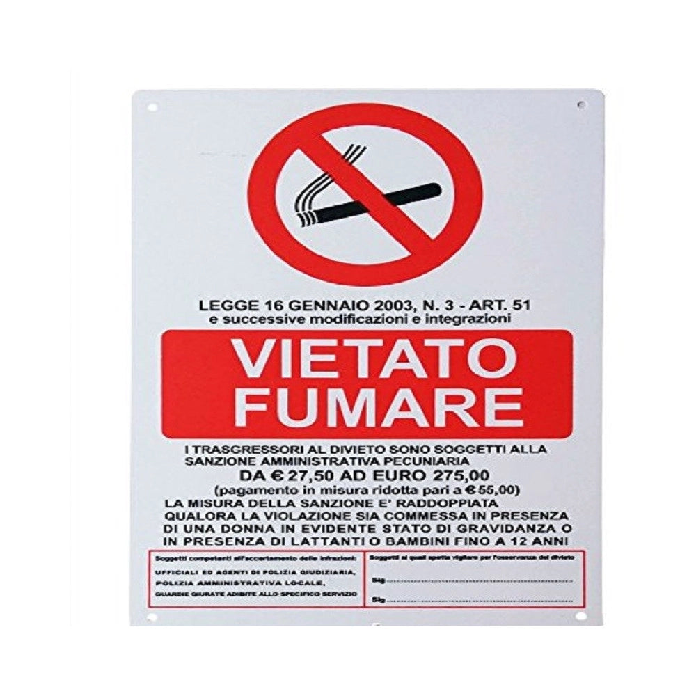 Trade Shop - Cartello Vietato Fumare Legge Trasgressori Segnaletica Sicurezza Avvertimento -
