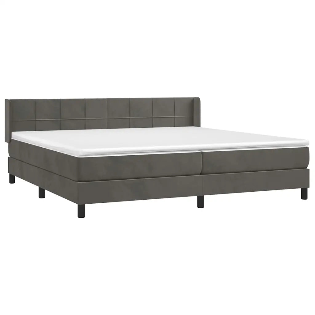 Giroletto a Molle con Materasso Grigio Scuro 200x200 cm Velluto 3130980