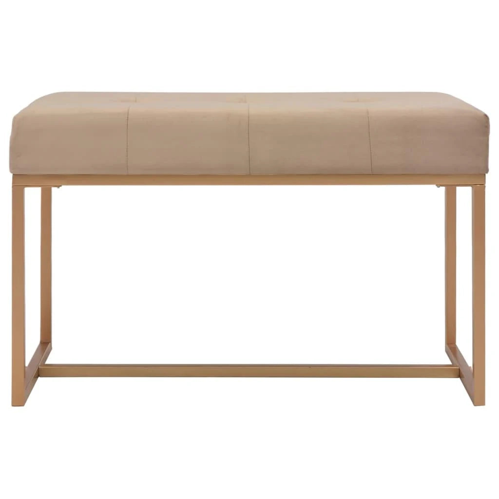 Panca pouf sgabello arredo panca 80 cm velluto beige 3002049