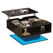 Tavolino da caffè alzabile con 1 vano nascosto e 1 vano aperto; LED; finitura lucida; Soggiorno; 80 × 75 × 40 cm
