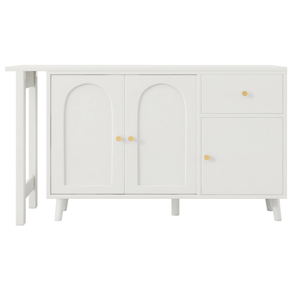Scrivania girevole 2 in 1 con sideboard bianco