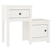 Comodino | Armadio da Notte | Mobiletto da notte Bianco 79,5x38x65,5 cm in Legno Massello di Pino