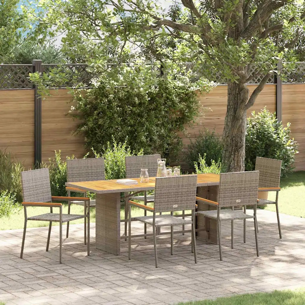 Set da Pranzo per Giardino 7 pcs Grigio polyrattan 3365431