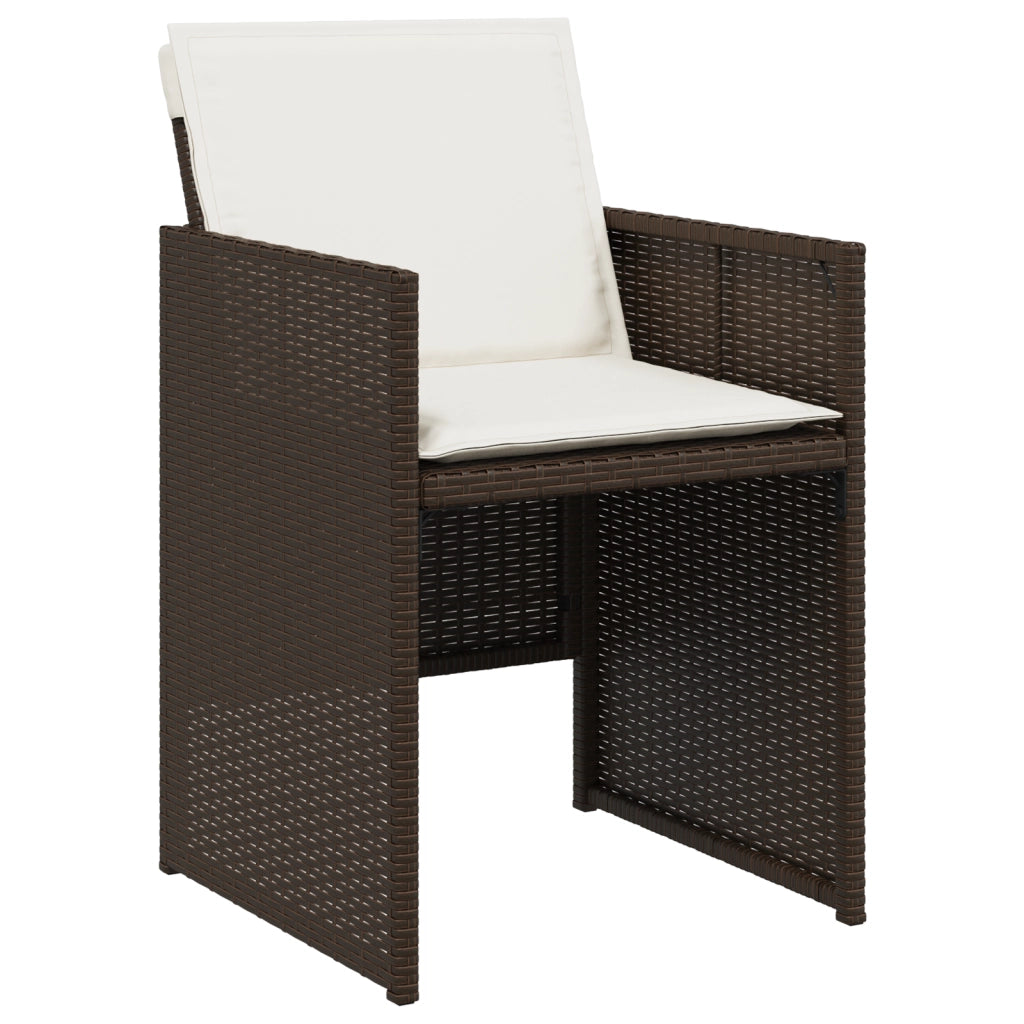 Set da Pranzo da Giardino  5 Pezzi con Cuscini Marrone Polyrattan