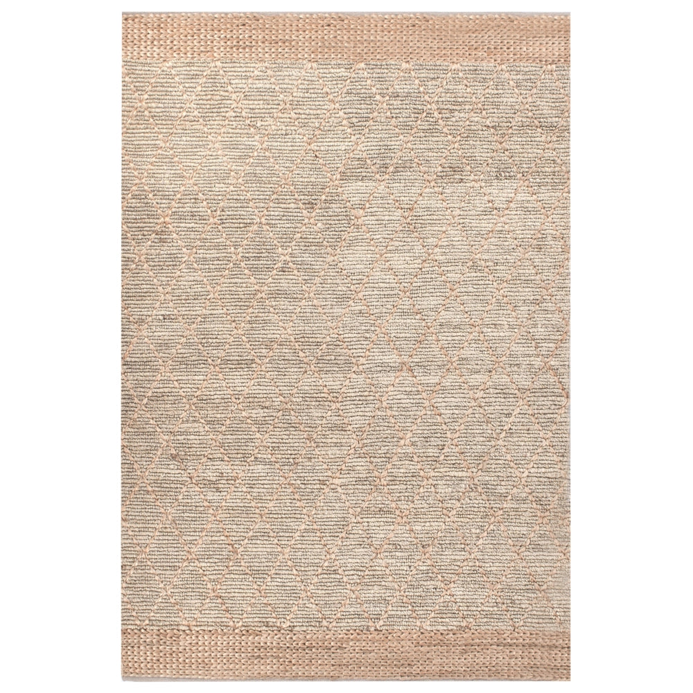 Tappeto Runner Beige Juta 200 x 300 cm Motivo geometrico Tessuto a mano Boho Corridoio Camera da letto