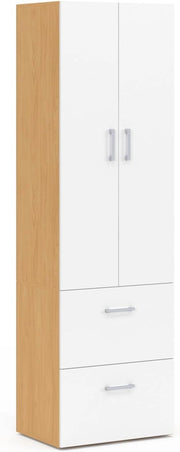 Armadio a 2 ante JULIANA bianco e legno 50 cm Armadio con 2 cassetti
