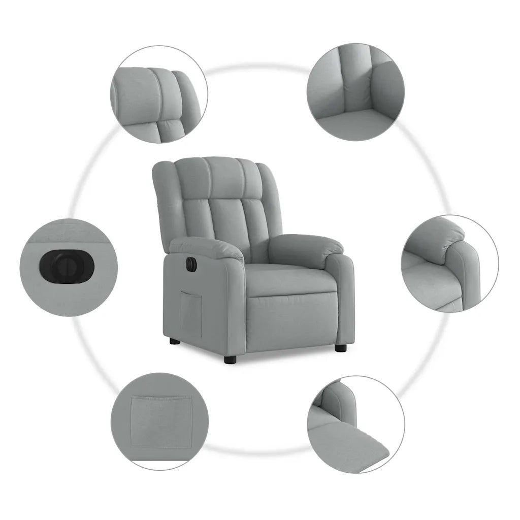 Poltrona | Sedia Relax Elettrica Reclinabile Grigio Chiaro in Tessuto