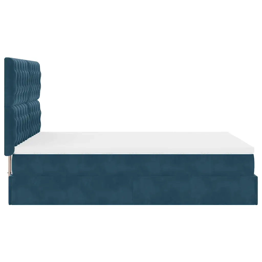 Struttura Letto Pouf con Materassi Blu 140x200cm in Velluto 3314400
