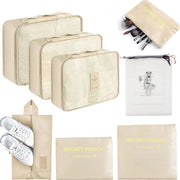 Set di organizzatori di valigia - Set di borse da viaggio per abbigliamento - 10 pezzi - Beige