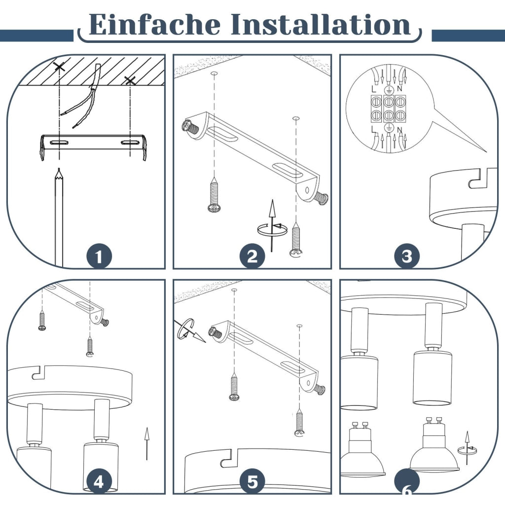 ZMH Faretto da soffitto cromati 2 luci GU10 moderni rotondi orientabili 350° per cucina soggiorno senza lampadina