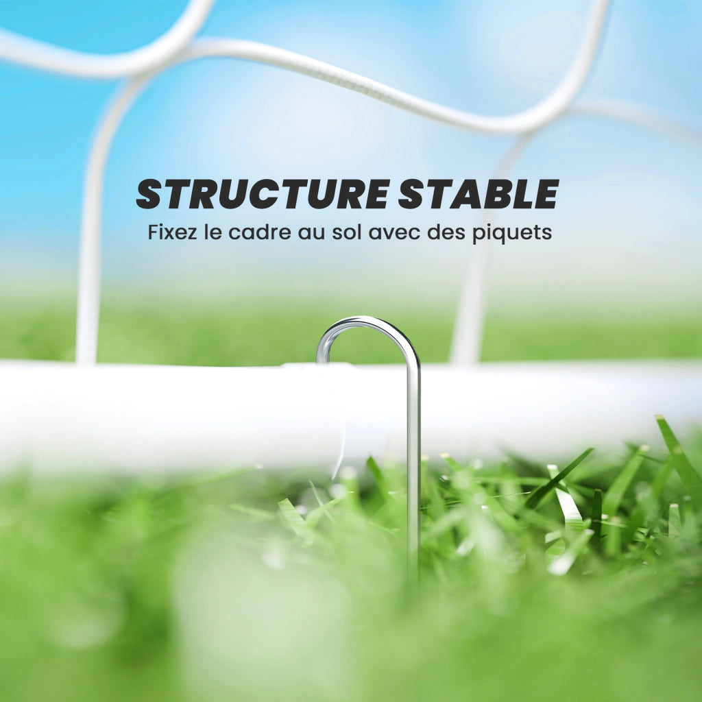 Porta da calcio - zephmum - bianco 186x62x123 cm con rete e picchetti