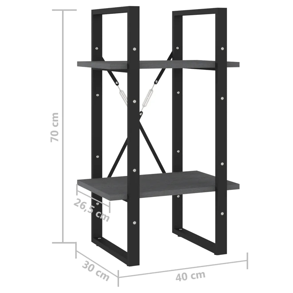 Libreria a 2 Ripiani Grigia 40x30x70 cm in Massello di Pino cod mxl 17648