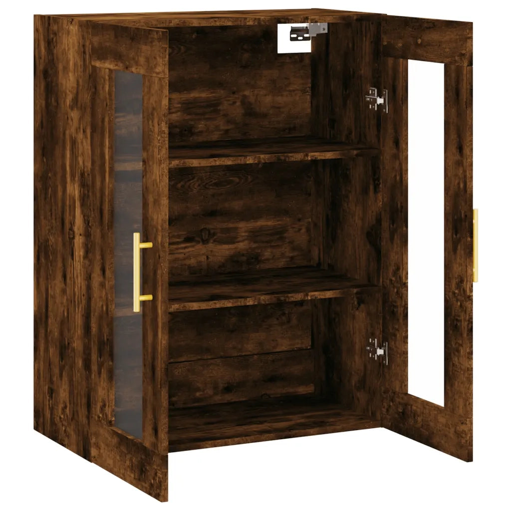 Mobiletto a muro in legno composito effetto rovere affumicato 69,5 x 34 x 90 cm pratico contenitore design elegante 02_0048621