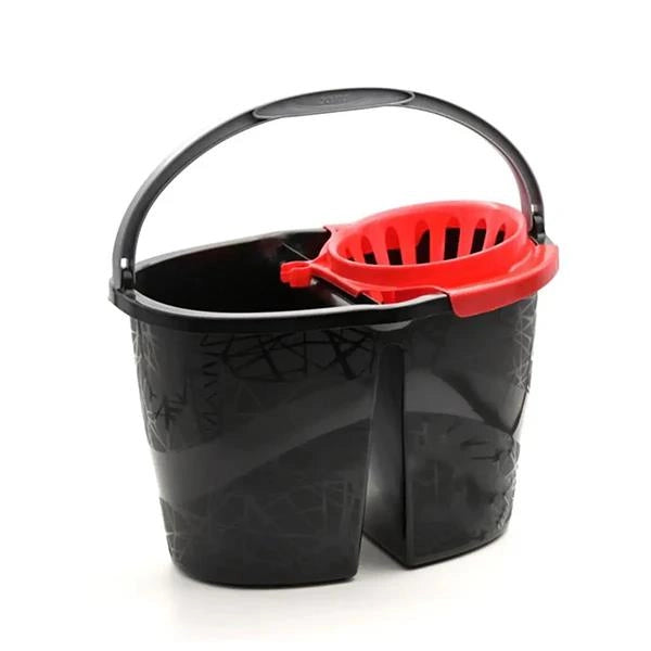 SECCHIO CON STRIZZATORE FANTASIA IN COLORE ROSSO E NERO 18 LT