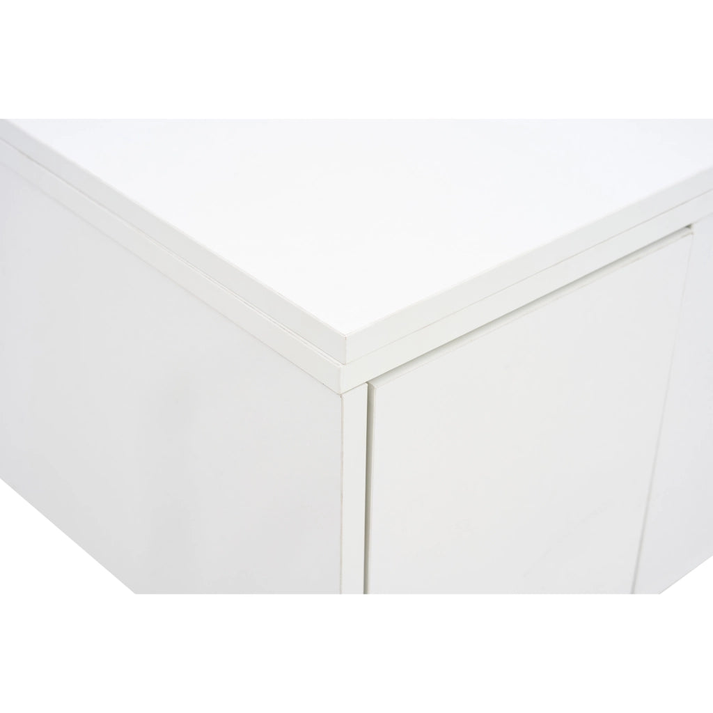 TAVOLINO DA CAFFÈ 100x50x43 cm Bianco in pannello di legno con doppio piano ribaltabile
