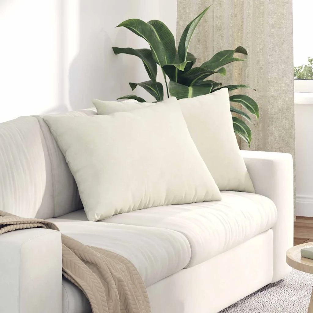 Cuscini da Divano 2 pz | Cuscini per sedie Crema 70 x 50 cm Tessuto in Cords