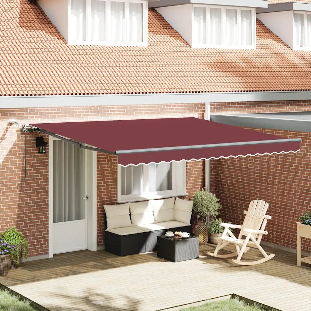 vidaXL Tenda da Sole Retrattile Automatica con LED Bordò 400x300 cm