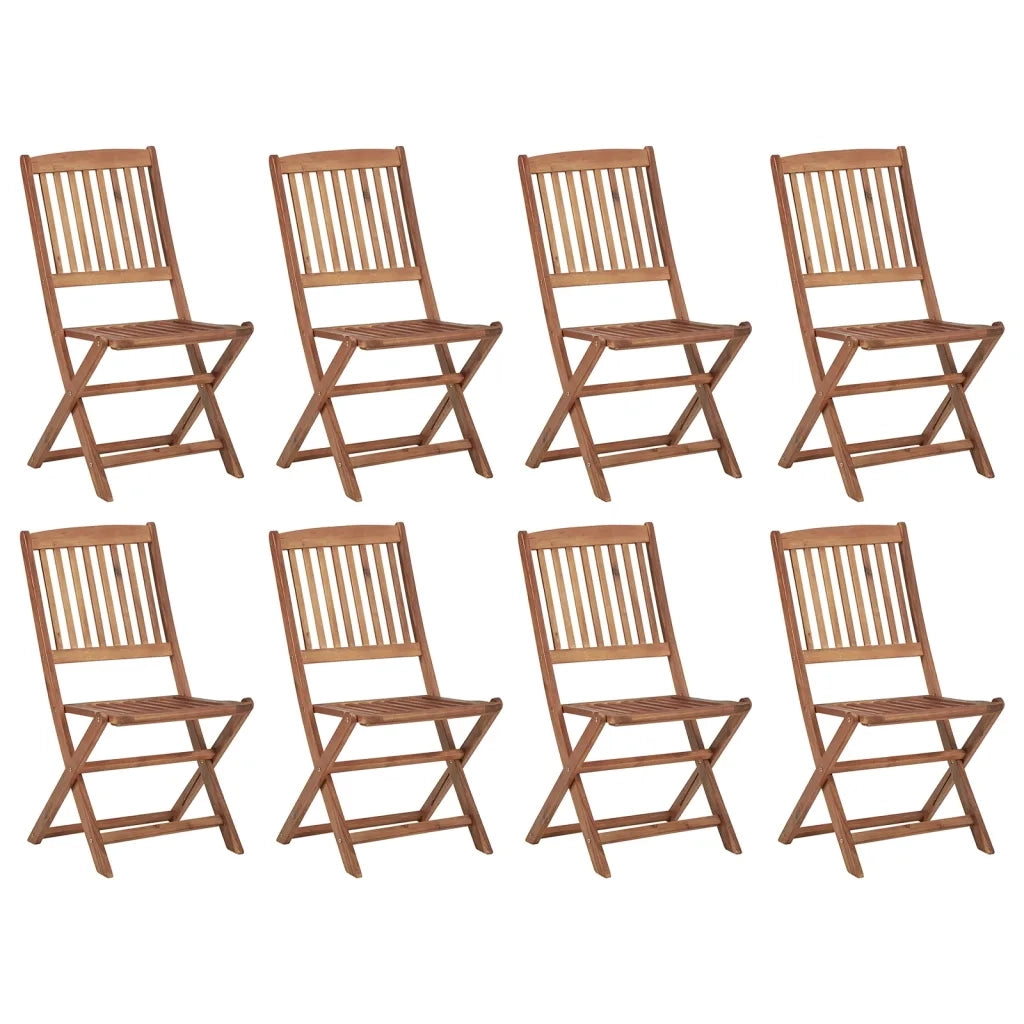 Sedie da Giardino Pieghevoli 8 pz con Cuscini Massello Acacia 3075117