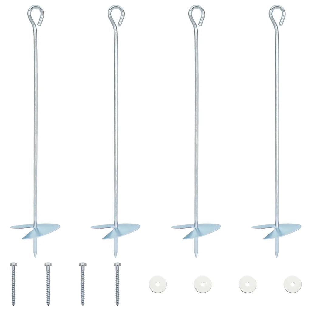 Ancora per Terra 4 pz Argento ?10 x 50 cm Metallo Galvanizzato CFW4158421