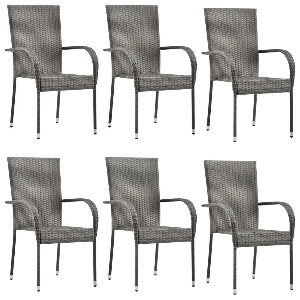 Set da Pranzo da Giardino 7 pz Grigio in Polyrattan 3156665