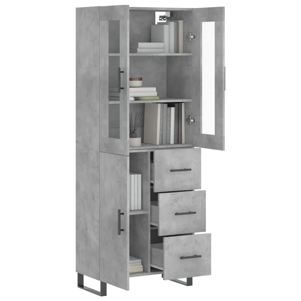 Credenza | Madia | Buffet da pranzo | Armadio da pranzo Grigio Cemento 69,5x34x180 cm in Legno Multistrato