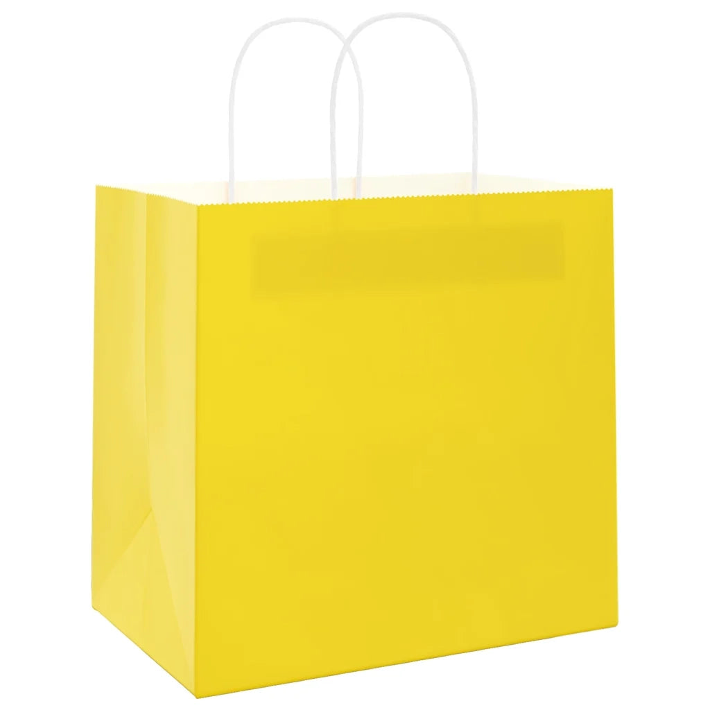 Sacchetti di Carta 250 pz con Manici Gialli 26x17x25 cm