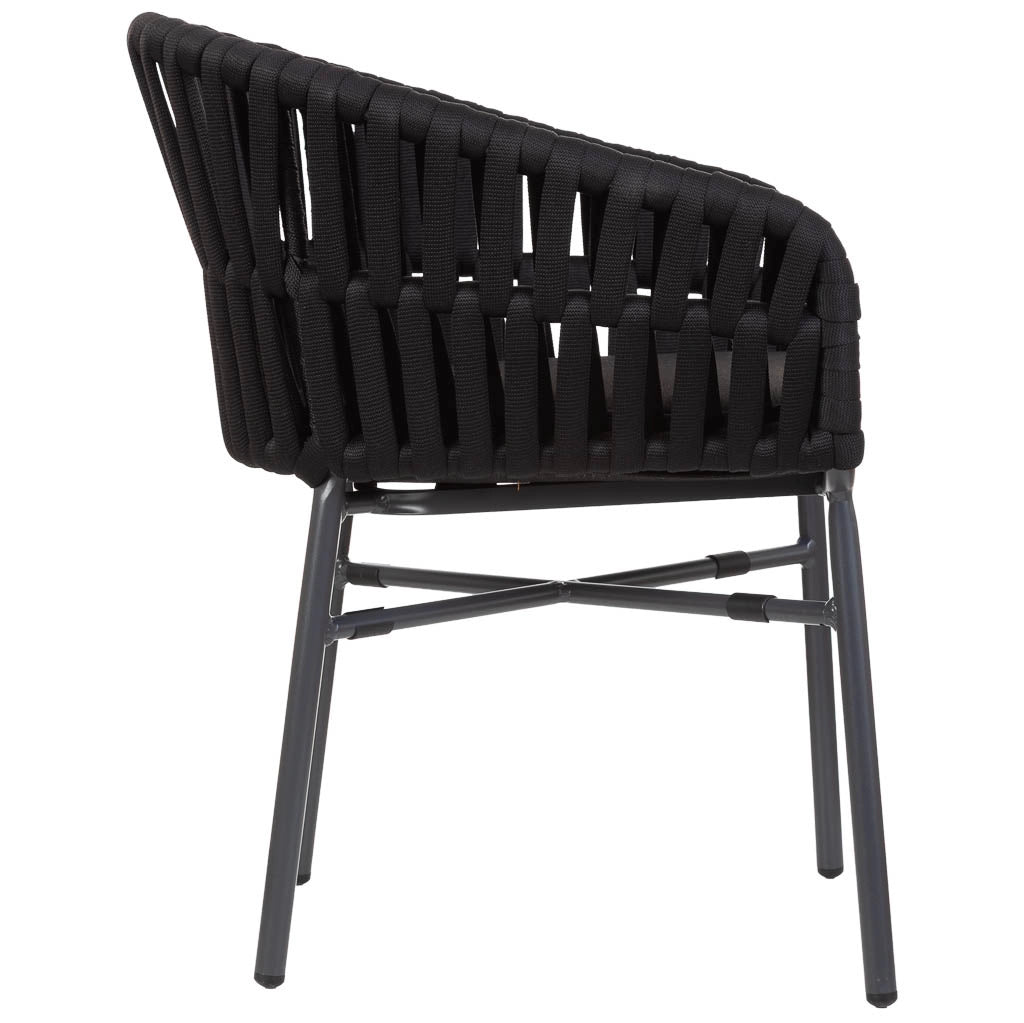 Sedia in alluminio con corda nero 58x61x77