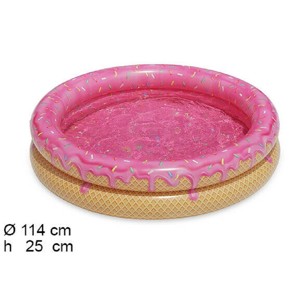 Trade Shop - Piscina Rotonda Gonfiabile Fuoriterra Gelato Bambini Giardino Con 2 Anelli 114cm -