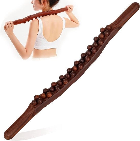 Strumento per la Drainaggio Linfatico - Massaggio - 31 Perle di Massaggio - 579 cm - Colore Legno