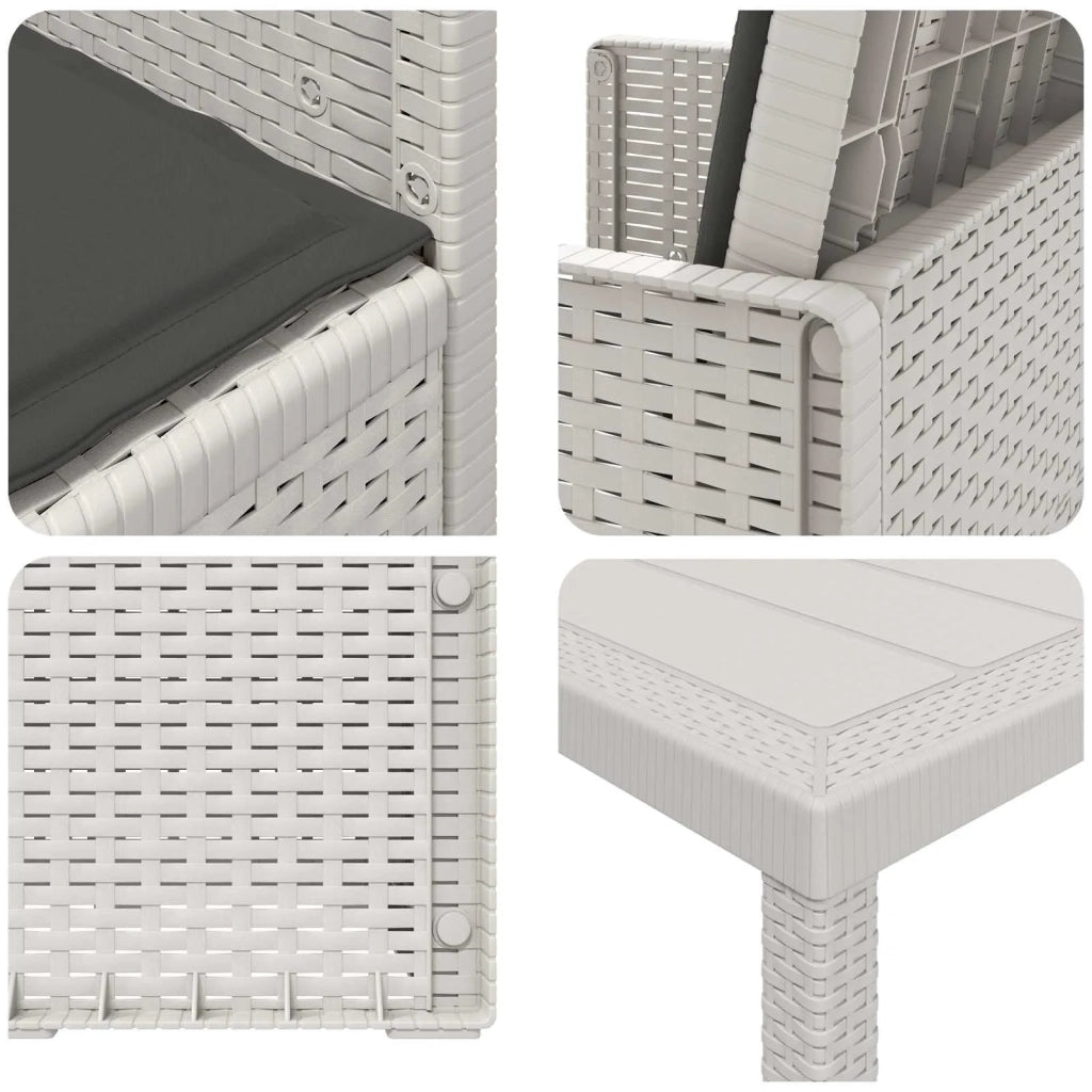 Set da Pranzo per Giardino 7 pcs Bianco e Antracite PP