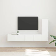 Set mobile TV Montaggio a parete 3 pcs Bianco Legno multistrato 3408988