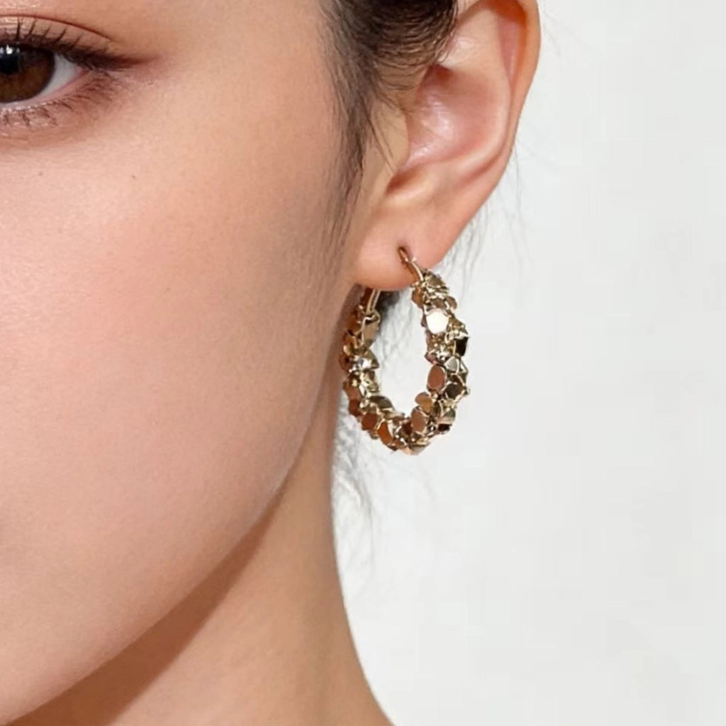 Orecchini a cerchio vintage in argento marrone