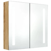 Armadietto Bagno | Armadio da bagno con Specchio e LED Rovere 62x14x60 cm
