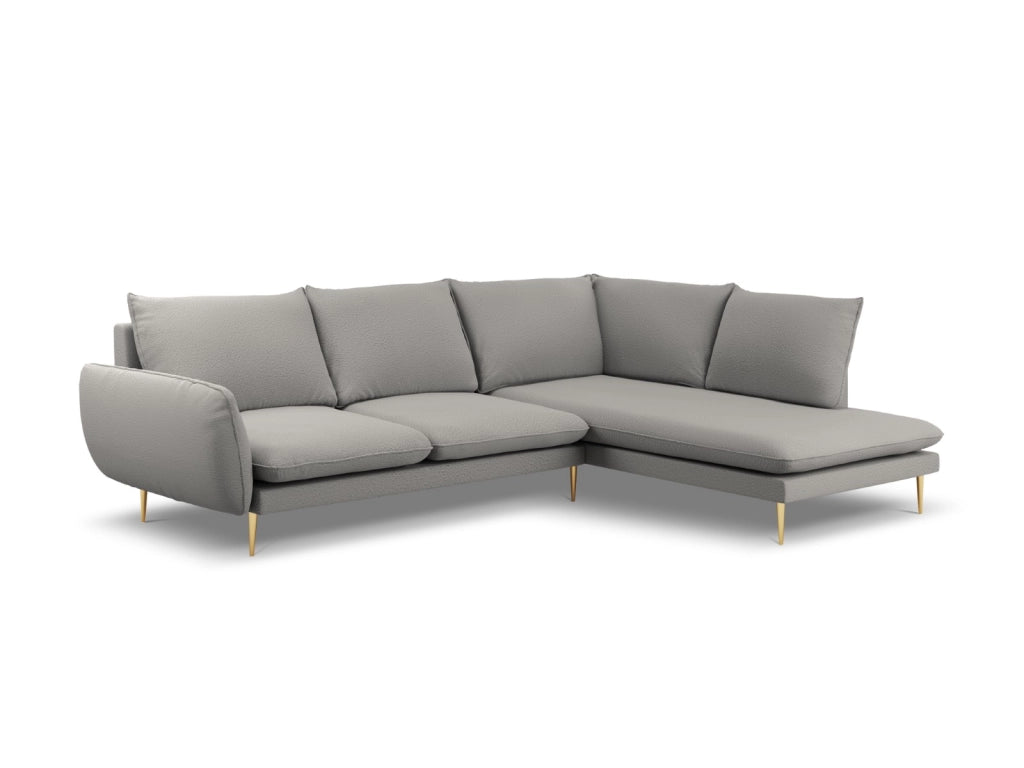 Cosmopolitan Design - Divano angolare destro "Vienna" 6 posti in bouclé grigio 