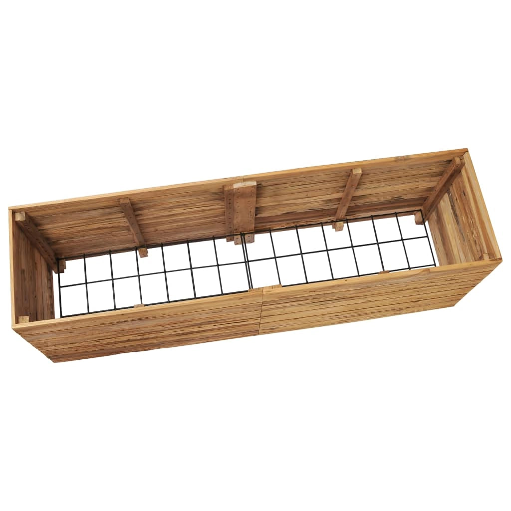 Aiuola rialzata per piante e fiori 150 x 40 x 55 cm legno di teak riciclato e acciaio 02_0000913