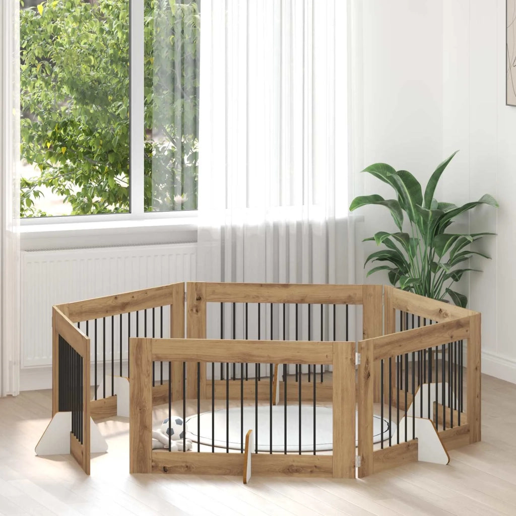Cancello per cani con supporti 6 pcs Rovere Artigianale 892126
