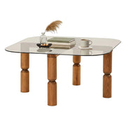 Gran, Tavolino da Salotto Effetto Fume, 80x80x40h cm Marrone Noce